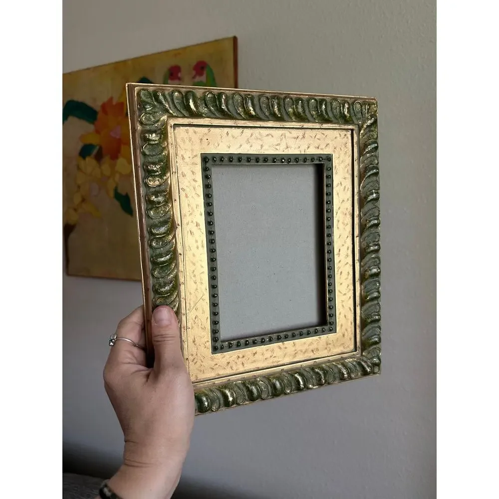 5x7 gold resin frame vintage art photo gold artwork green retro baroque home